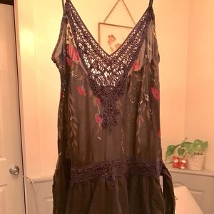 Free People lace and ruffled floral tank | Size 2